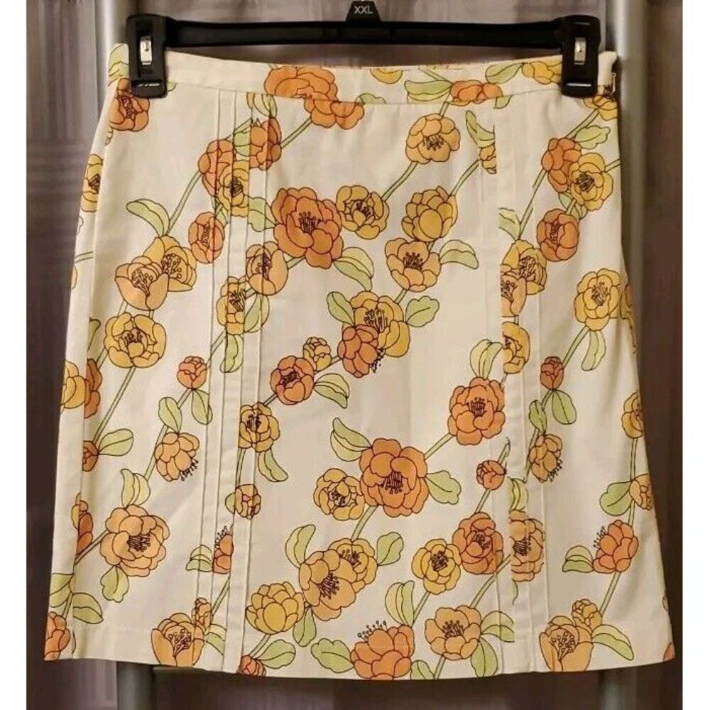 Ann Taylor LOFT‎ Womens Skirt Size 4 Ivory Peach Floral Straight Career 19"
